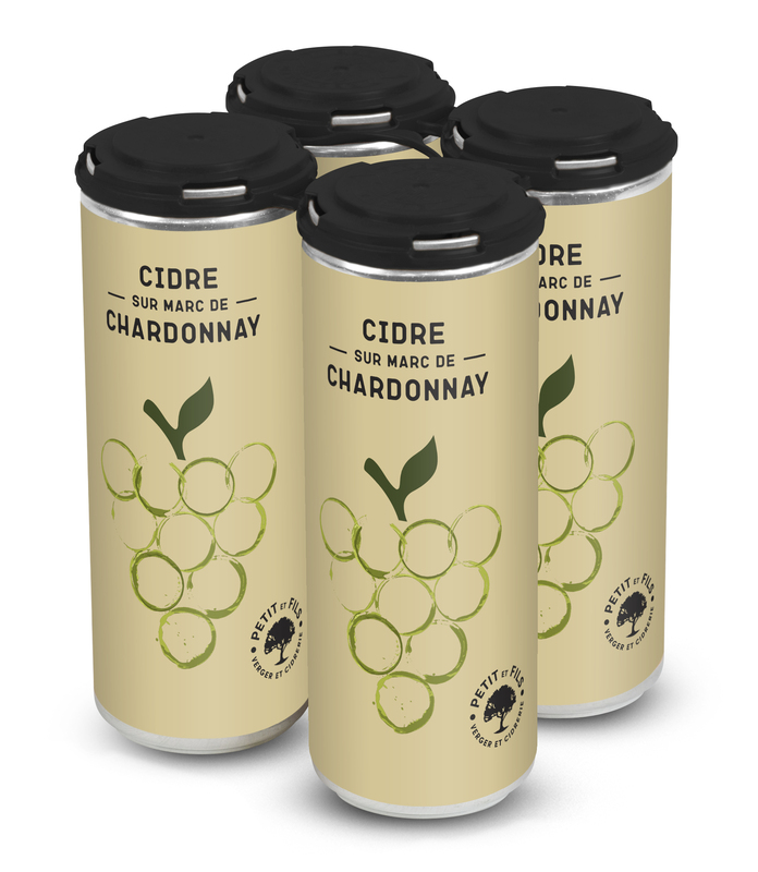 Cidre sur marc de Chardonnay Cannette 355 ML (ensemble de 4) Cidre sur marc de Chardonnay Cannette 355 ML (ensemble de 4)